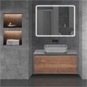 VINCEA База под накладную раковину Mesa 1000 подвесная, 1 выкатной/1 скрытый ящик soft close, T.Oak + Beton VMC-2MS100TB