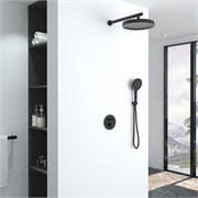 VINCEA Душевой комплект Inspire VSFW-3I22MT2MB встраиваемый, термостатический, двухрежимный, черный VSFW-3I22MT2MB