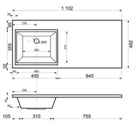 STYLE LINE Умывальник ESTETUS Даллас 1100*480 левый СС-00002387