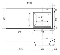 STYLE LINE Умывальник ESTETUS Даллас 1100*480 правый СС-00002393