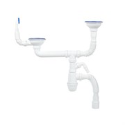 IDDIS Сифон для двойной мойки с выпуском 3 1/2 с переливом и отводом Kitchen Line (S21UPS0i84) S21UPS0i84