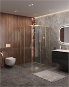 CEZARES Molveno Душевой уголок полукруглый размер 120x120 см двери раздвижные профиль - брашированное золото / стекло - прозрачное MOLVENO-R-22-90+30-C-BORO-IV