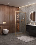 CEZARES Molveno Душевой уголок прямоугольный размер 150x90 см двери раздвижные профиль - брашированное золото / стекло - прозрачное MOLVENO-AH-11-150/90-C-BORO-IV