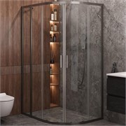 CEZARES Molveno Душевой уголок асимметричный размер 110x90 см двери раздвижные профиль - оружейная сталь / стекло - прозрачное MOLVENO-RH-2-110/90-C-GM-IV