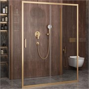 CEZARES Molveno Душевой уголок прямоугольный размер 150x90 см двери раздвижные профиль - брашированное золото / стекло - прозрачное MOLVENO-AH-12-150/90-C-BORO-IV