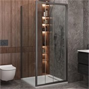 CEZARES Molveno Душевой уголок квадратный размер 90x90 см двери раздвижные профиль - оружейная сталь / стекло - прозрачное MOLVENO-AF-31-90-C-GM-IV