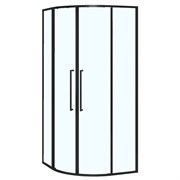 AZARIO Душевое ограждение SHANGHAI 900х900х1950 четверть круга, прозрачное стекло 6 мм, профиль черный матовый, двери раздвижные AZ-S43-90-MB-CL