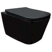 AZARIO Унитаз подвесной Cascad-Black 360х520х365 безободковый, система смыва 