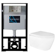 AZARIO Сет: Инсталляция  для подвесного унитаза 3/6л. + Унитаз подвесной  UNO безободковый, в комплекте сиденьем микролифт (AZ-8010-1000+AZ-2380) AZ-8010-1000+AZ-2380