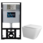 AZARIO Сет: Инсталляция для подвесного унитаза  3/6л + унитаз  Teramo  подвесной, безободковый, слив 