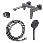 AZARIO Cмеситель для ванны Alanti с ручным душем, керамический картридж, шланг 150 см, графит (AZ-K3032GR) AZ-K3032GR