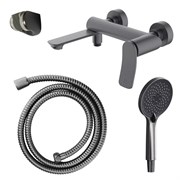AZARIO Смеситель для ванны Escaro с ручным душем, керамический картридж, шланг 150 см, графит (AZ-K3074GR) AZ-K3074GR