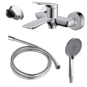 AZARIO Смеситель для ванны Lursy с ручным душем, керамический картридж, шланг 150 см, хром (AZ-K3049) AZ-K3049