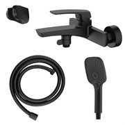 AZARIO Смеситель для ванны Conda с ручным душем, керамический картридж, шланг 150 см, черный матовый (AZ-K3011B) AZ-K3011B