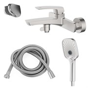 AZARIO Смеситель для ванны Conda с ручным душем, керамический картридж, шланг 150 см, сатин (AZ-K3011BN) AZ-K3011BN