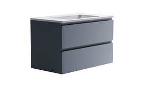 ASTRA-FORM Нижний шкаф Альфа 90 с 2 ящиками серо-голубой (NCS S 3005-R80B матовый) +  Раковина 