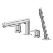 ABBER Смеситель Perfekte 316 AF8A13BST на борт ванны с лейкой, сталь брашированная AF8A13BST