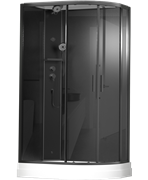 TIMO Premium ILMA Black 902 L душевая кабина с крышей, хамам и стульчиком 120*80*222 ILMA902LB-roof-902L-T-STILMA-T-CH/C