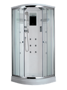 TIMO Lux T-7709 NEW душевая кабина 90*90*225, турецкая баня хамам, стульчик прозрачный T-7709NEW-T-STUN-T-CH/C