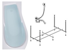 TIMO Комплект Акриловая ванна VINO1590L 150*90*66+Каркас + Слив-перелив VINO1590L-KTVINO15-SPV1505