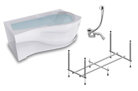 TIMO Комплект Акриловая ванна VINO1590R 150*90*66+Каркас + Слив-перелив+Фронтальная панель+Торцевая панель VINO1590R-KTVINO15-SPV1505-FPVINO15R-TPVINO15R