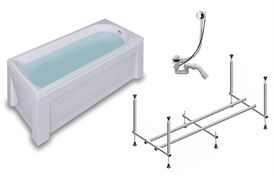 TIMO Комплект Акриловая ванна MIKA1770 170*70*58+Каркас+Слив-перелив+Фронтальная панель+Торцевая панель MIKA1770-KT17-SPV1505-FP17S-TP70S