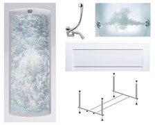 TIMO Комплект Акриловая ванна RITTA1670 160*70*63+Каркас + Слив-перелив+Гидромассаж 6 форсунок+Фронтальная панель RITTA1670-KT16-SPV1505-T-CM-FP16H