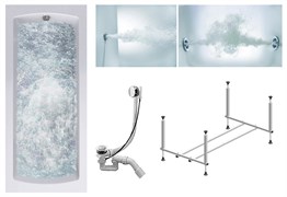 TIMO Комплект Акриловая ванна RITTA1670 160*70*63+Каркас + Слив-перелив+Гидромассаж 6 форсунок+Гидромассаж спины 3 форсунки RITTA1670-KT16-SPV1505-T-CM-T-BM