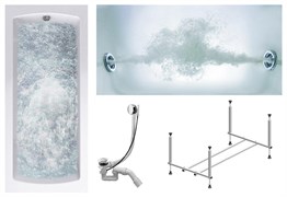 TIMO Комплект Акриловая ванна RITTA1775 170*75*63+Каркас + Слив-перелив+Гидромассаж 6 форсунок RITTA1775-KT17-SPV1505-T-CM