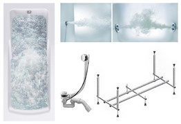 TIMO Комплект Акриловая ванна HELLA1575 150*75*63+Каркас + Слив-перелив+Гидромассаж 6 форсунок+Гидромассаж спины 3 форсунки HELLA1575-KT15-SPV1505-T-CM-T-BM