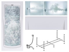 TIMO Комплект Акриловая ванна HELLA1575 150*75*63+Каркас + Слив-перелив+Гидромассаж 6 форсунок+Гидромассаж спины 3 форсунки+Фронтальная панель HELLA1575-KT15-SPV1505-T-CM-T-BM-FP15H