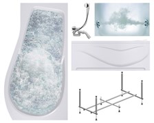 TIMO Комплект Акриловая ванна VINO1590R 150*90*66+Каркас + Слив-перелив+Гидромассаж 6 форсунок+Фронтальная панель VINO1590R-KTVINO15-SPV1505-T-CM-FPVINO15R