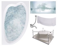 TIMO Комплект Акриловая ванна IVA1595R 150*95*70+Каркас + Слив-перелив+Гидромассаж 6 форсунок+Фронтальная панель IVA1595R-KTIVA15-SPV1505-T-CM-FPIVA15R