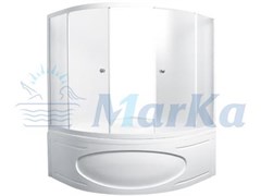 1MARKA Luxe Шторка для ванны Luxe, 153x153x140, профиль - хром