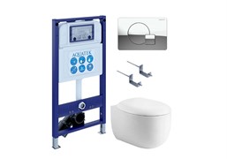 AQUATEK SET АЛЬТАИР cm-067 4в1 (рама INS-0000025 +крепление KKI-0000002 +кнопка KDI-0000067 +унитаз AQ1980-00 +тонкое сиденье с механиз) SET AQUATEK АЛЬТАИР cm-067 4в1