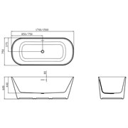 AZARIO Ванна акриловая Crisp 1500x750x600 отдельностоящая, в комплекте с сифоном и металлической рамой (AZ-8692-1.5) AZ-8692-1.5