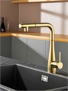 AQUAme AQM9902BG  Cucina  Смеситель для кухни с выдвижным L-образным изливом,  золото шлифованное AQM9902BG