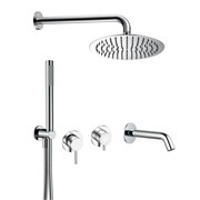 AQUAme AQM8408CR Набор для комплектации ванны с изливом, верхним и ручным душем, хром AQM8408CR