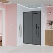 VECONI Душевая дверь Evo 100 B, 1800x1950, черный матовый, стекло тонированное матовое E1-B-180-12-C9