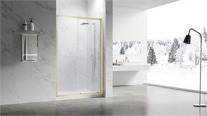 VECONI Душевая дверь раздвижная Vianno VN-55G, 1500x1950, Золото брашинг, стекло прозрачное VN55G-150-01-C8