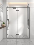 VECONI Душевая дверь распашная  Premium Alassio GR, 1400х2000, брашированный графит, стекло прозрачное осветленное AL-140-00-GR-C4