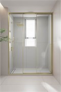 VECONI Душевая дверь раздвижная Premium Prato 300 G-L, 1000х2000, золото брашированный, стекло прозрачное PR3/L-100-01-G-C4