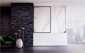 VECONI Шторка на ванну Palau PL-85B, 500x1500, черный, стекло прозрачное PL85B-50-01-C8