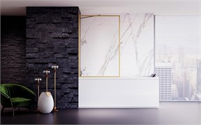 VECONI Шторка на ванну Palau PL-85G, 900x1500, брашированное золото, стекло прозрачное PL85G-90-01-C8