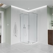 VECONI Душевой угол полукруглый, двери раздвижные  Evo 200 CH, 1000х1000x1950, хром, прозрачное стекло E2-CH-100100-01-C9