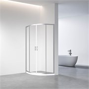 VECONI Душевой угол полукруглый, двери раздвижные Rovigo RV-01, 800x800x1950, хром, стекло прозрачное RV01-80-01-C7