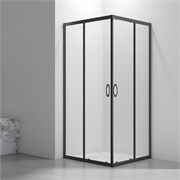 VECONI Душевой угол квадратный, двери раздвижные Rovigo RV-101B, 900x900x1900, черный, стекло прозрачное RV101B-90-01-C4