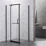 VECONI Душевой угол квадратный, двери распашные Rovigo RV-18B, 900x900x2000, черный, стекло прозрачное RV18B-90-01-C5