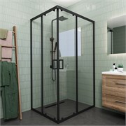 VECONI Душевой угол прямоугольный, двери раздвижные Rovigo RV-14, 1000x900x1950, черный, стекло прозрачное RV14-10090-01-C5