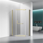 VECONI Душевой угол пятиугольный, двери распашные Rovigo RV-36G, 1000x1000x1950, брашированное золото, стекло прозрачное RV36G-100-01-C5